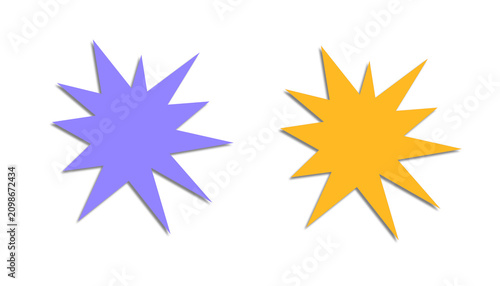 Two colorful starburst shapes isolated on transparent background
