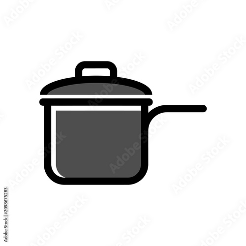 Obraz na plátne A simple vector icon of a grey cooking pot with a lid and handle