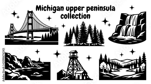 Quadro su tela upper peninsula attractions featuring suspension bridges dense pine forests wate