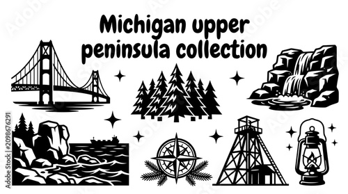 Quadro su tela upper peninsula attractions featuring suspension bridges dense pine forests wate