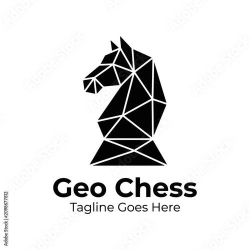 Quadro su tela Modern low poly horse head symbol representing strategy and intelligence