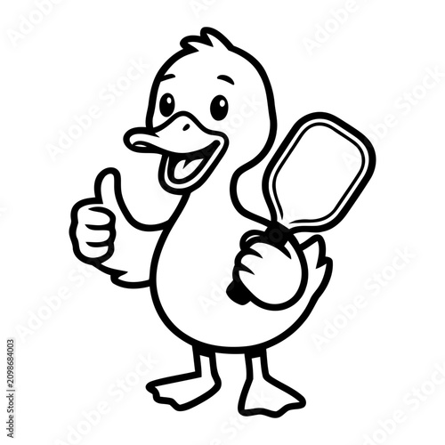 A cheerful cartoon duck holding a hand mirror giving a thumbs up.