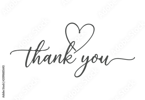 Cursive thank you with heart symbol