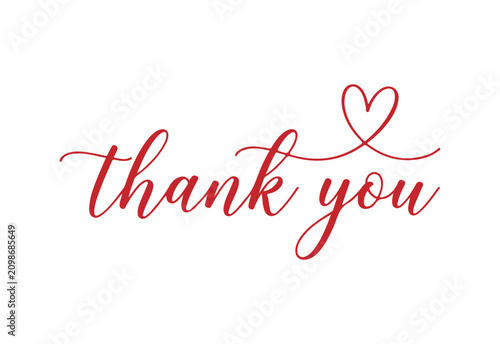 Red thank you message with heart