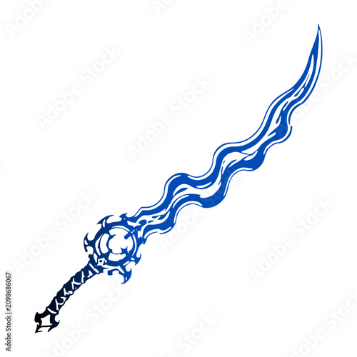 Fotografi Blue wavy blade fantasy weapon design