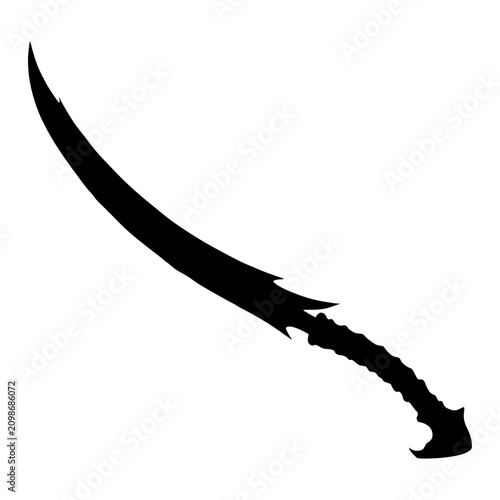 Fotografi Black silhouette curved scimitar weapon icon