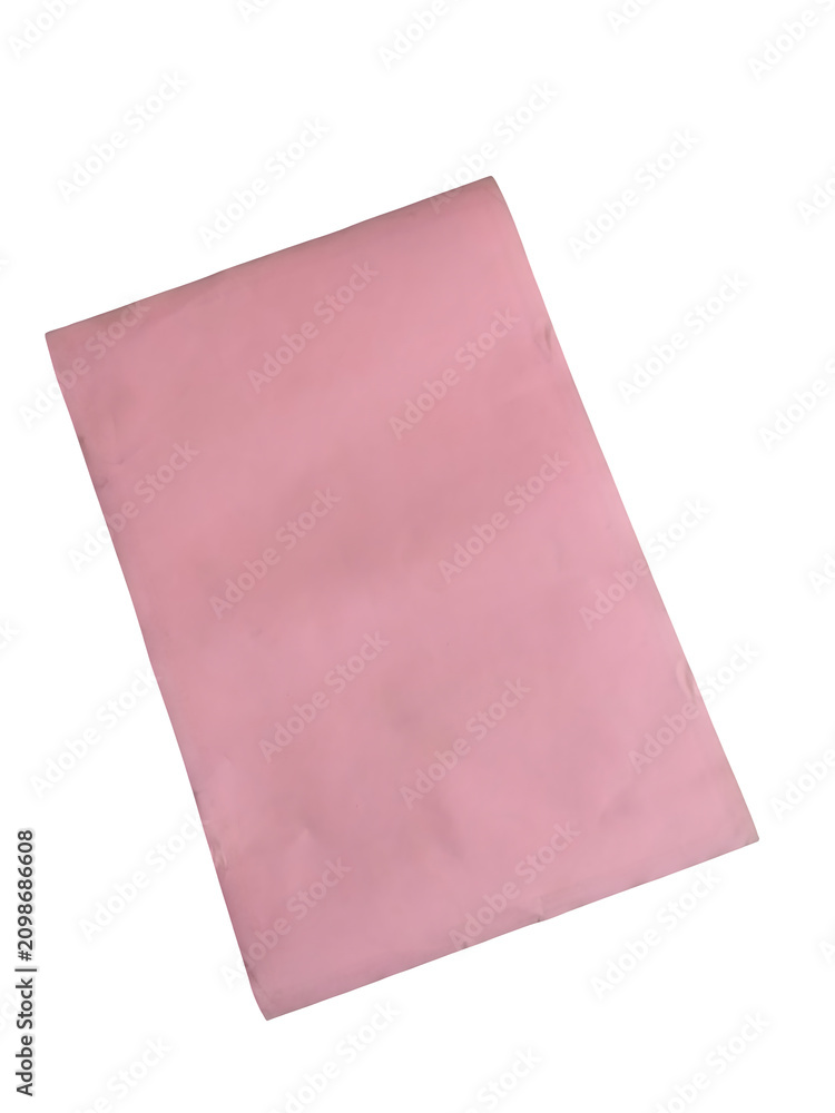 Fototapeta premium A single rectangular sheet of light pink paper lying flat