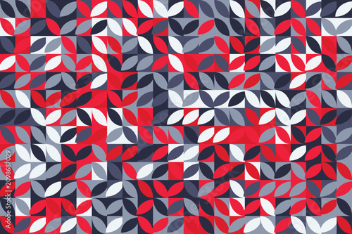Modern abstract geometric mosaic pattern with red white and grey shapes for creative background design and texture