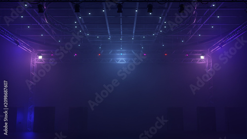 Tableau sur toile 3D render of an empty stage background with dim lighting