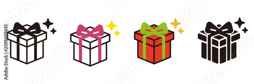 プレゼントのアイコン。ギフトボックスや箱をのベクターイラスト。Present icon.