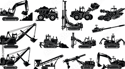 Photos Construction equipment vector illustration set