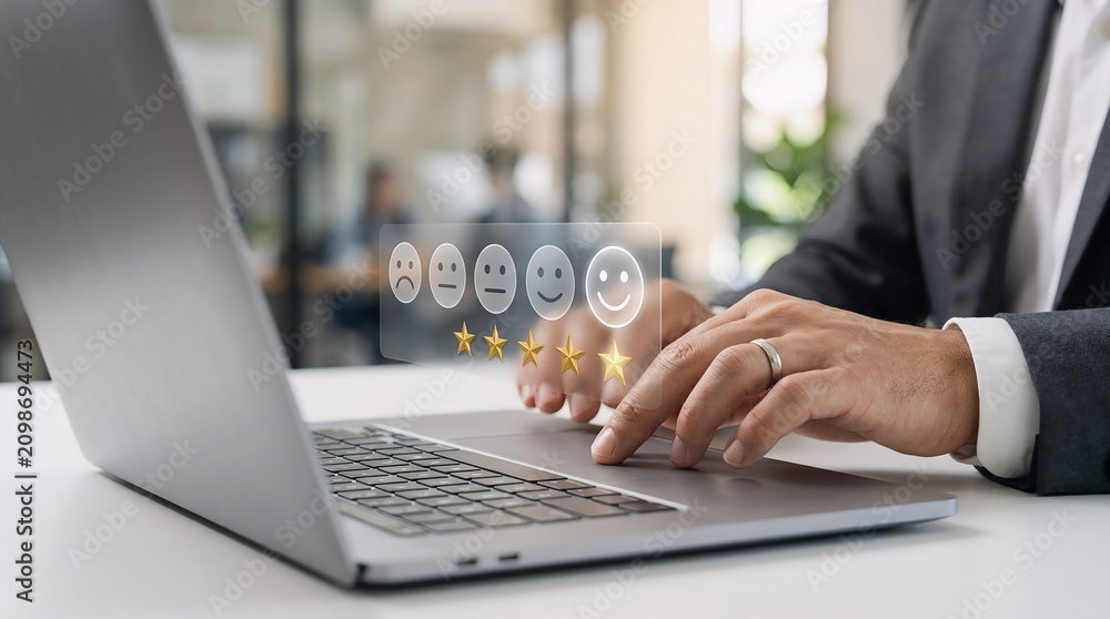 Fototapeta premium Business professional giving online five star rating