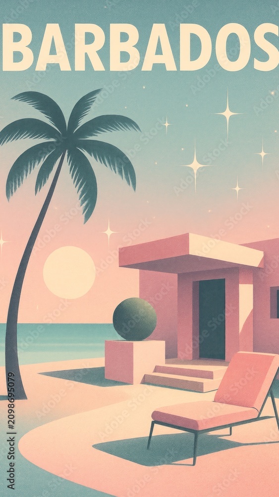 Fototapeta premium Tropical paradise retro mobile wallpaper