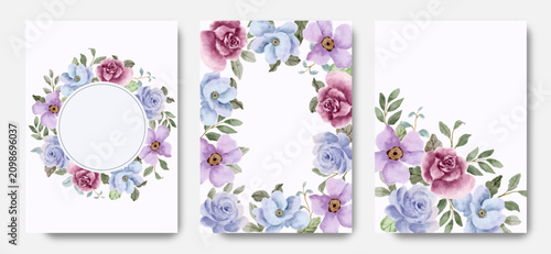 Konstfotografi wedding invitation set rose floral watercolor background