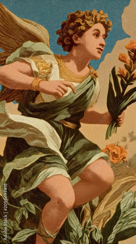 Obraz premium An ancient greek cupid vintage myth mobile wallpaper
