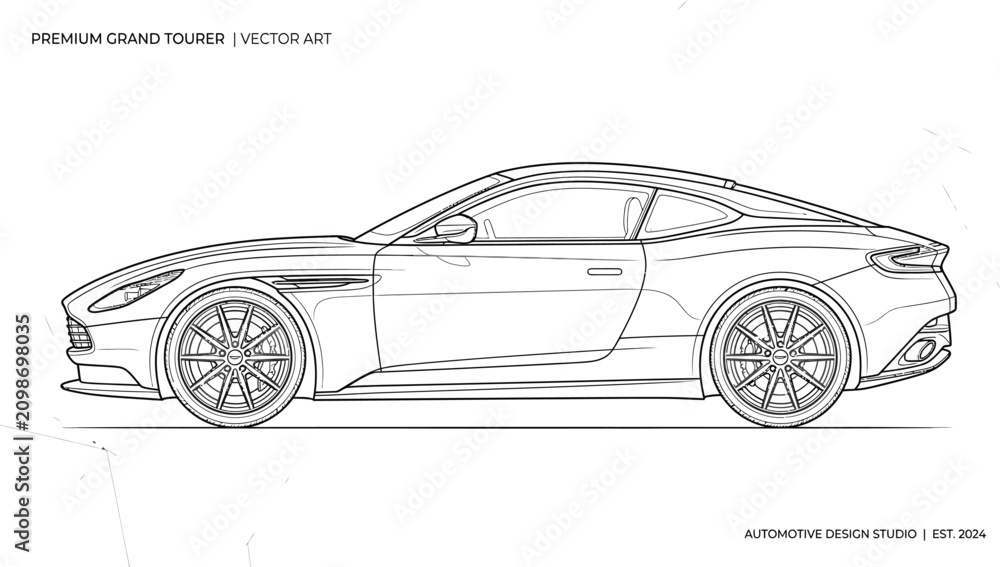 Fototapeta premium retro car sketch