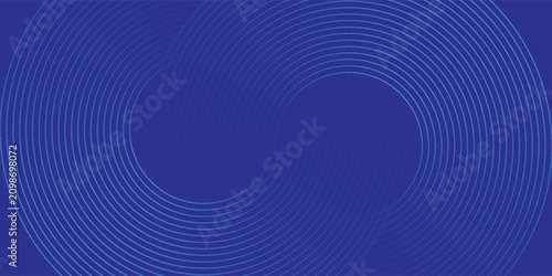 Abstract blue background with overlapping thin circular lines forming a spiral wave pattern, modern vector design