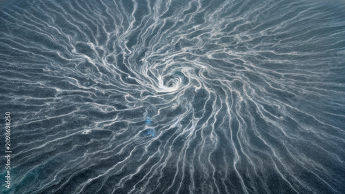 Schilderij op canvas Powerful water whirlpool with intricate swirling white patterns of foam and turb