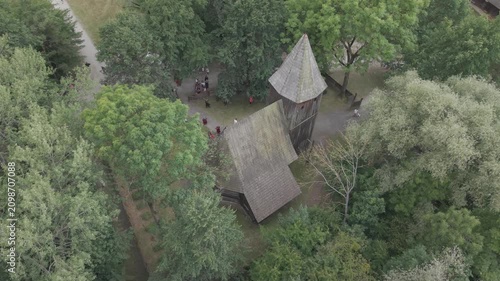 Knight-themed event at the very old vilage drone shot d-log