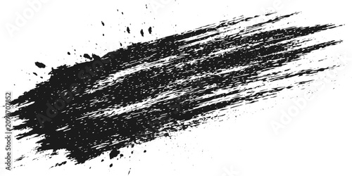 Canvastavla Abstract Grunge Brush Stroke Featuring Black Ink, Rough Edges and Distressed Texture