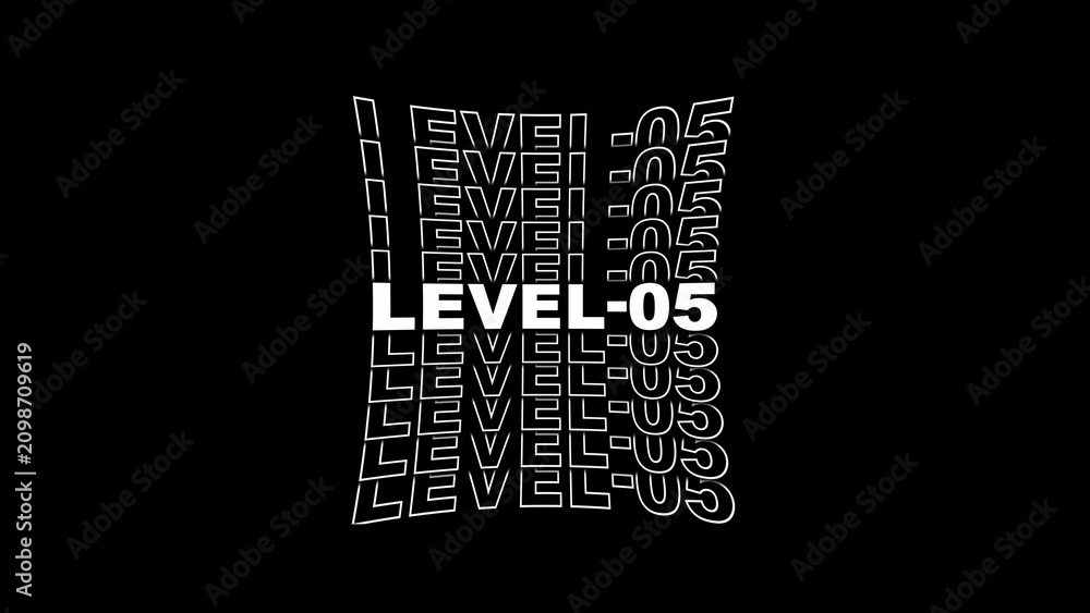 Fototapeta premium Level 05 text graphic with repeating wavy effect on black background image photo