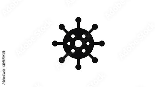 Black virus icon isolated on white background. Symbol of microbiology and dangerous pathogen concept for health.