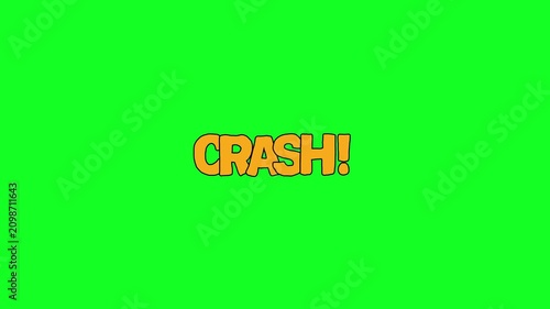 Letter C transforms into text 'Crash!' on green screen background.