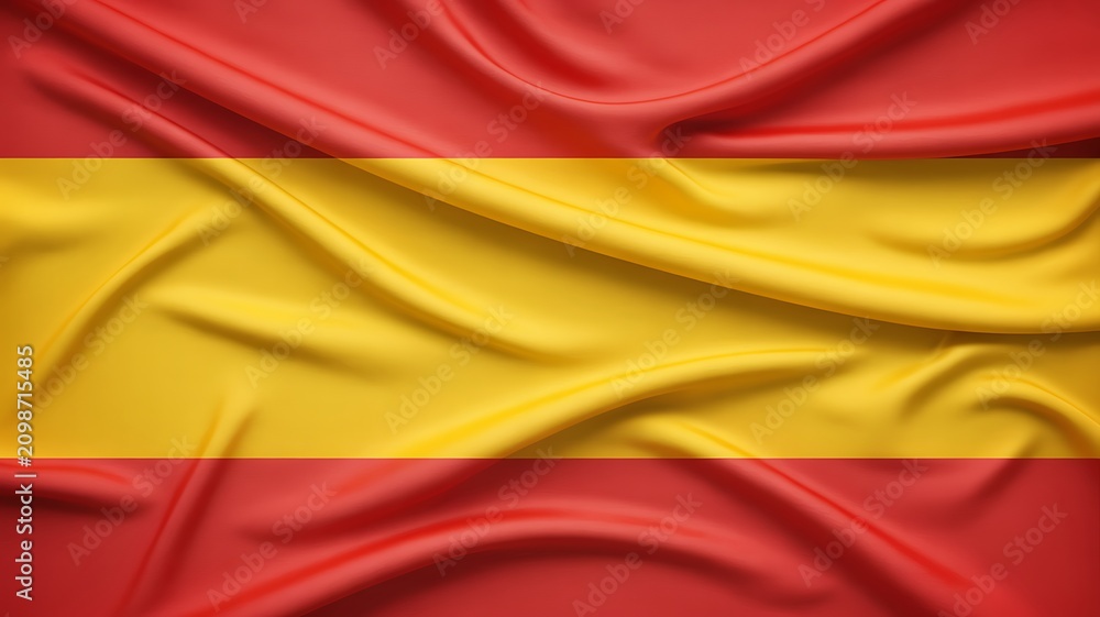Fototapeta premium Close Up View Colorful Wavy Fabric Resembling Spanish Flag Design