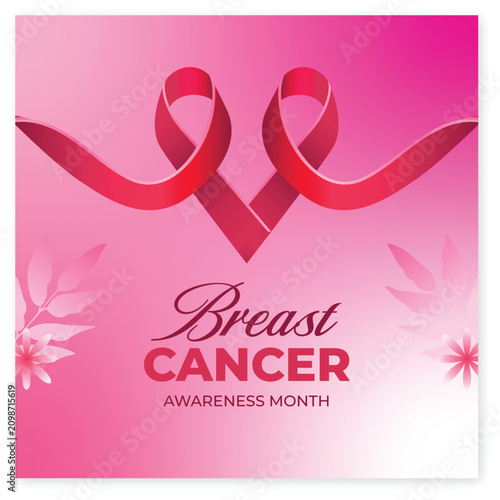 Breast Cancer Awareness Month Flyer Template with Pink Ribbon