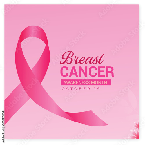 Breast Cancer Awareness Month Flyer Template with Pink Ribbon