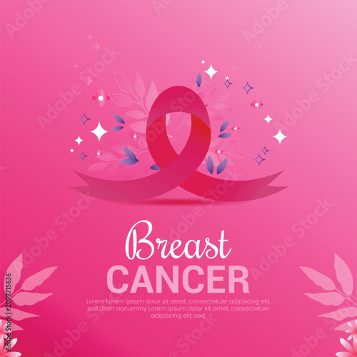 Breast Cancer Awareness Month Flyer Template with Pink Ribbon