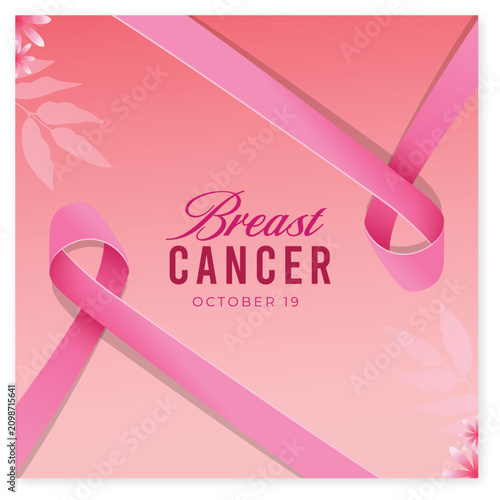 Breast Cancer Awareness Month Flyer Template with Pink Ribbon