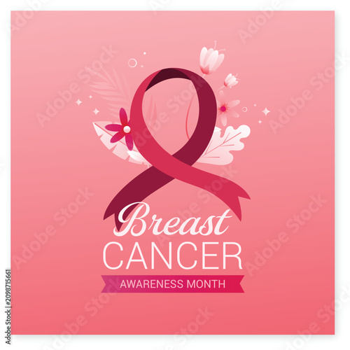 Breast Cancer Awareness Month Flyer Template with Pink Ribbon