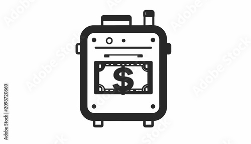 Canvas Print Money Cash Box with Dollar Bill.