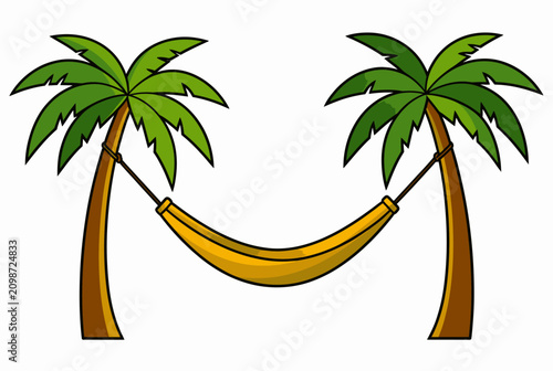 Tropical Palm Hammock Resort Illustration.