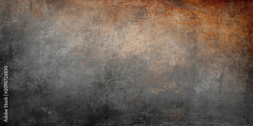 Tableau sur toile Vintage Rusty Metal Texture Background with Dark Grunge Industrial Surface Aged