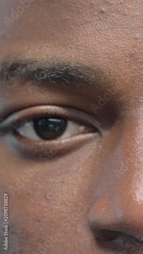 Blinking Eyes of African Man, Vertical Video