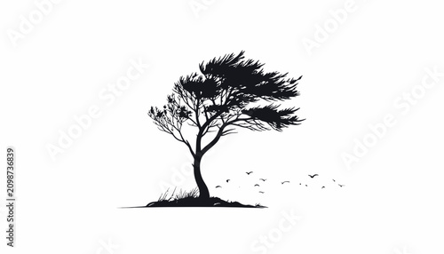 Foto Tree standing alone in wind storm.