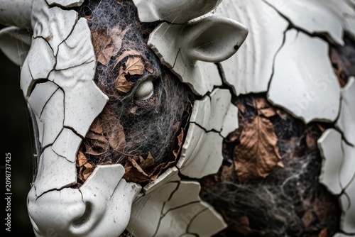 Decayed White Sculpture Reveals Nature's Touch with Textured Details