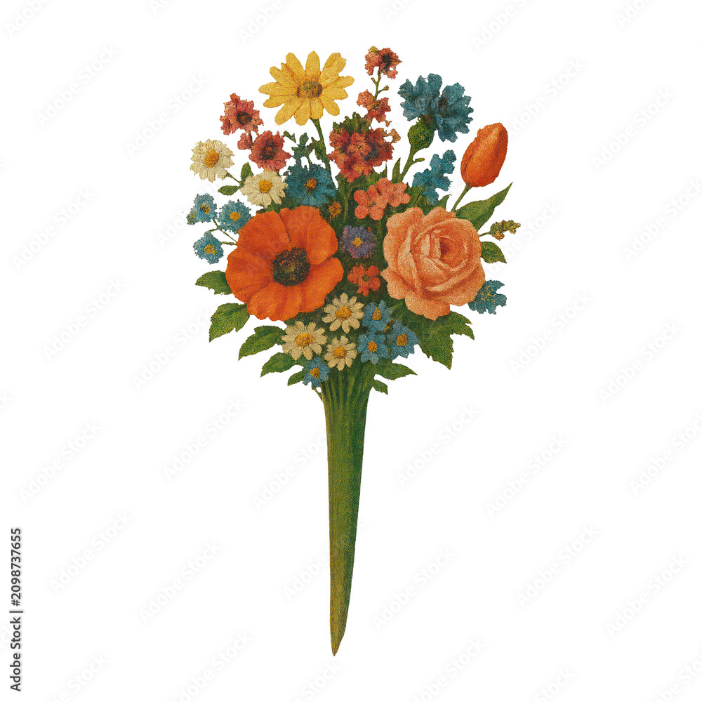 Obraz premium PNG Vibrant floral bouquet illustration