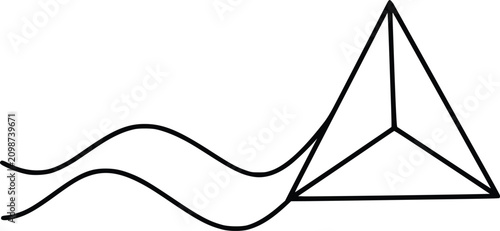 Triangle Graph Icon with Wave Line, Minimal Black Outline Design for Data Visualization and Analytics Concept