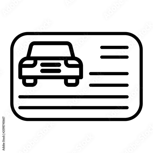 Vehicle registration document icon vector. Car registration certificate illustration sign. Vehicle title symbol. Registration document logo or mark.
