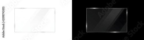 Obraz na plátne Glass frame banner featuring a shiny realistic rectangle panel layout including