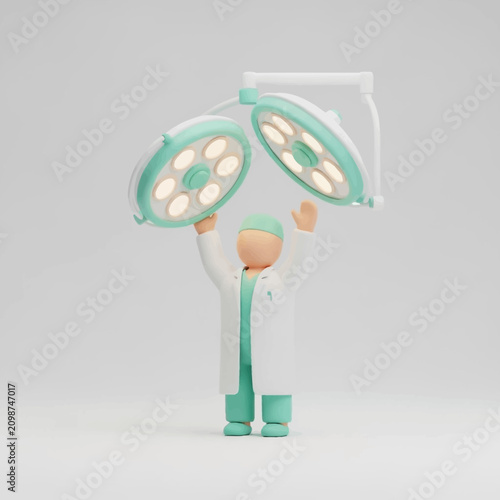 Doctor Adjusts Surgical Lights for Bright Illumination
