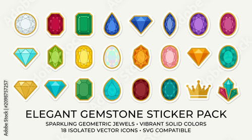 Vibrant gemstone stickers sparkle in elegant geometric shapes and colors.