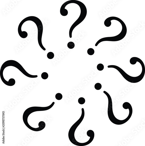 Photography Circular arrangement of black question mark icons isolated on white background r