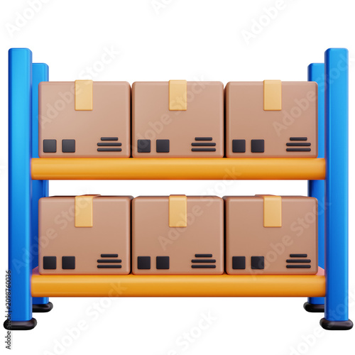 Industrial Warehouse Storage Racks 3D Illustration