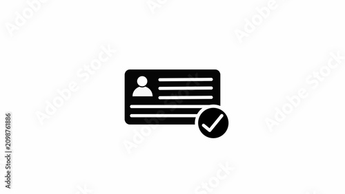 id card icon with check mark. national identity card icon with chick mark icon. Approved concept.