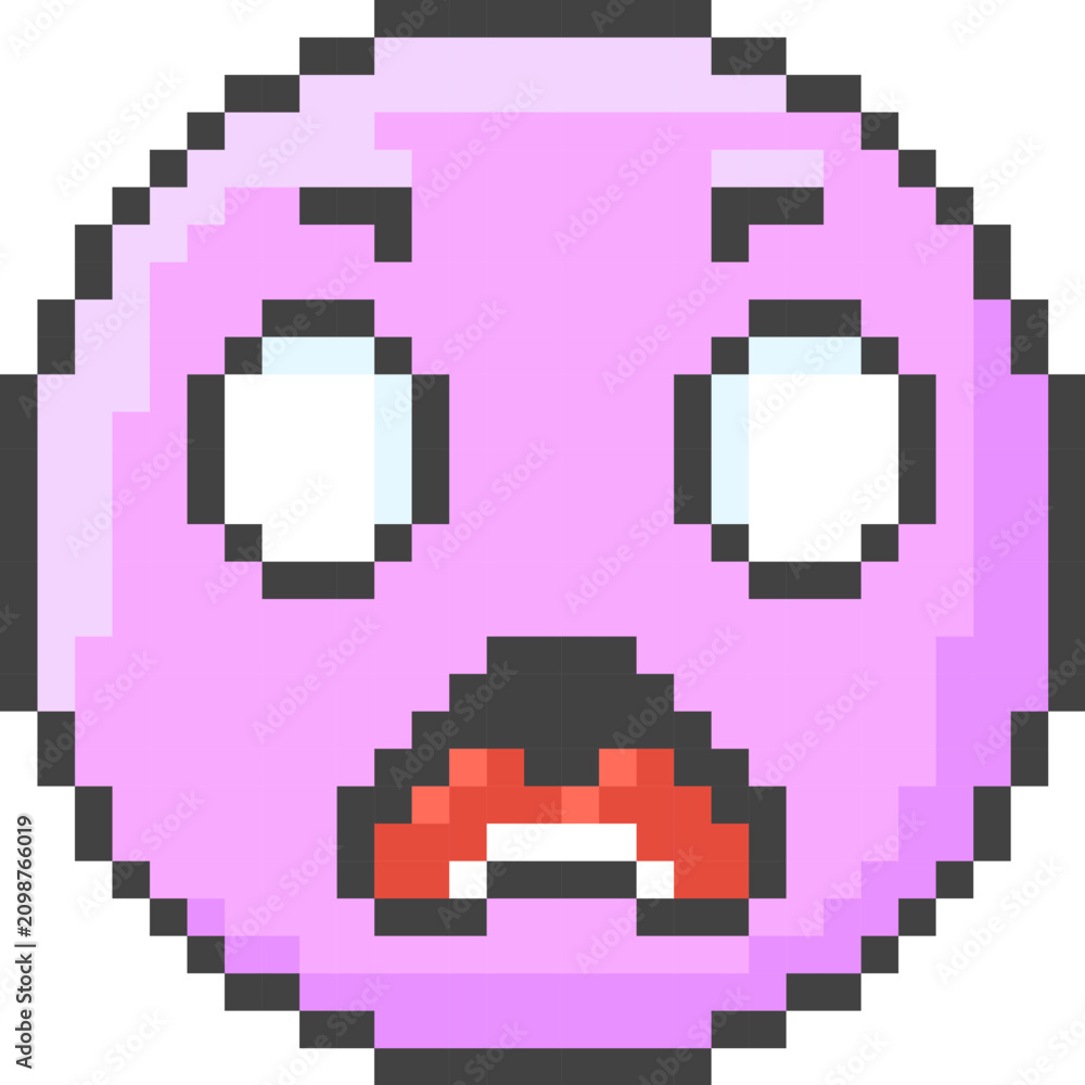 Fototapeta premium Emoji Shocked Face Pixel Art