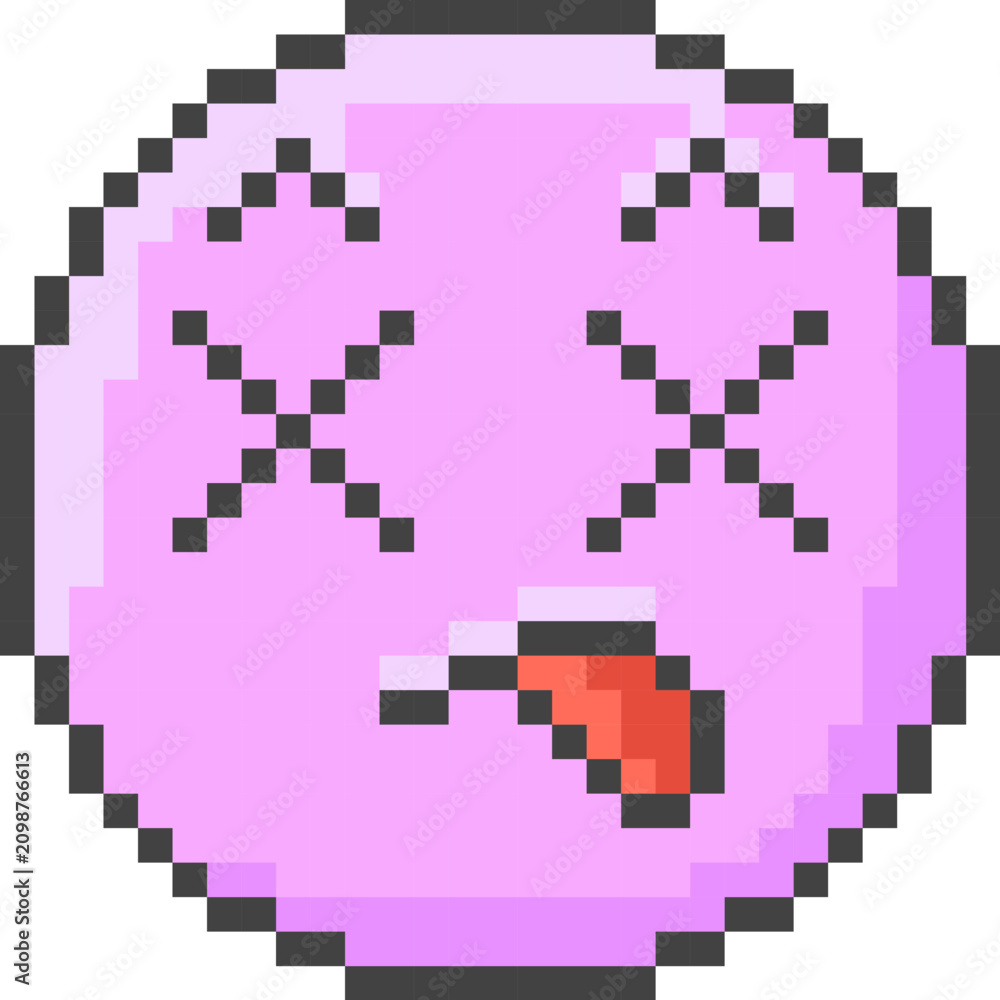 Fototapeta premium Emoji Dazed Face Pixel Art
